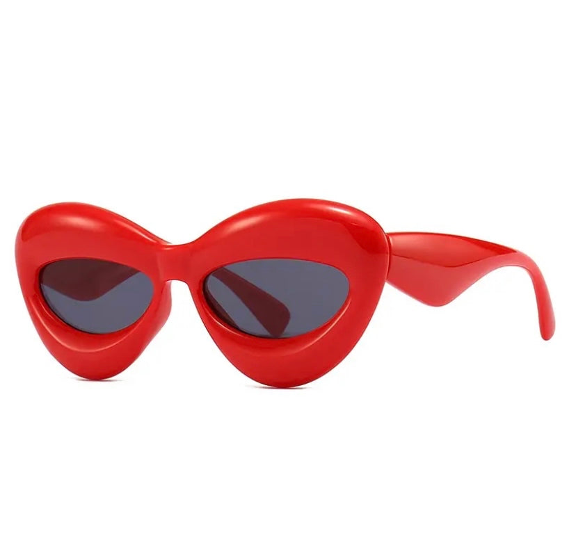 New brand design inflatable lips sunglasses personality thick frame sunglasses polygon wrap “futuristic” fashion sunglasses