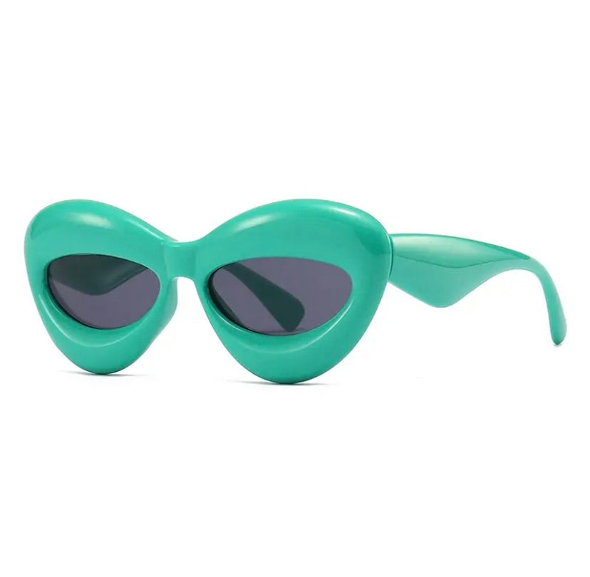 New brand design inflatable lips sunglasses personality thick frame sunglasses polygon wrap “futuristic” fashion sunglasses