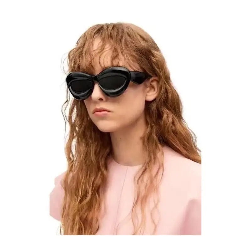 New brand design inflatable lips sunglasses personality thick frame sunglasses polygon wrap “futuristic” fashion sunglasses